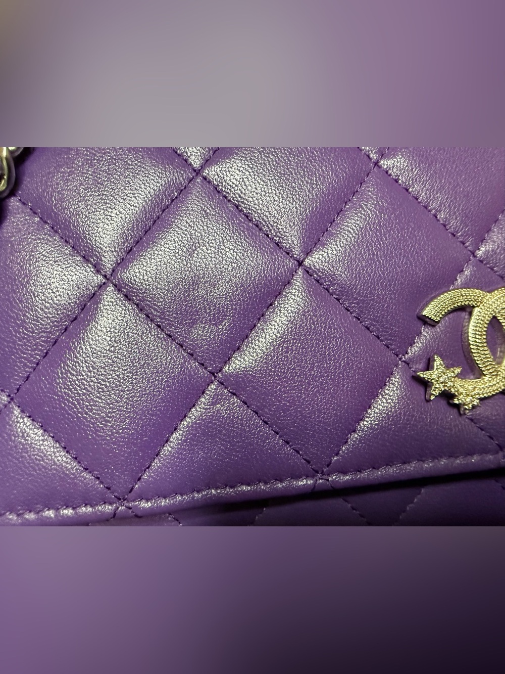 CHANEL wallet on chain CC crystal stars lambskin leather bag - Picture 7 of 10